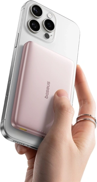 Внешний аккумулятор Baseus PicoGo AM41 Ultra-Slim Qi2 Magnetic Power Bank 10000mAh (розовый)