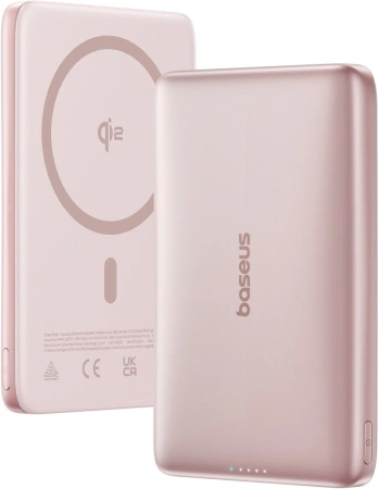 Внешний аккумулятор Baseus PicoGo AM41 Ultra-Slim Qi2 Magnetic Power Bank 10000mAh (розовый)