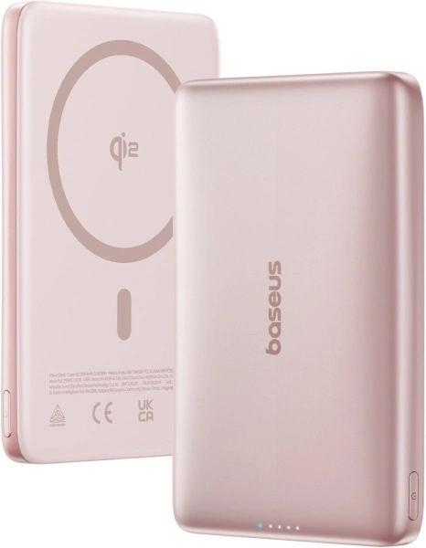 Внешний аккумулятор Baseus PicoGo AM41 Ultra-Slim Qi2 Magnetic Power Bank 10000mAh (розовый)