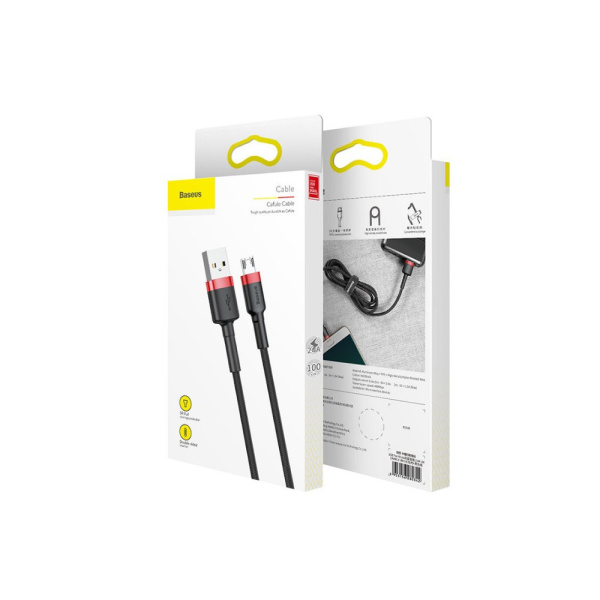 Кабель Baseus cafule Cable USB for Micro, 1.5A, 2м, красный + черный
