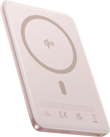 Внешний аккумулятор Baseus PicoGo AM41 Ultra-Slim Qi2 Magnetic Power Bank 10000mAh (розовый)