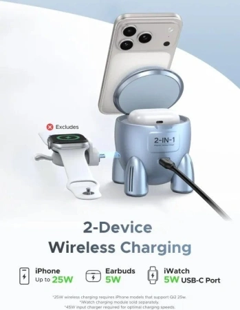 Беспроводное зарядное Ugreen W713 65300 (голубой)