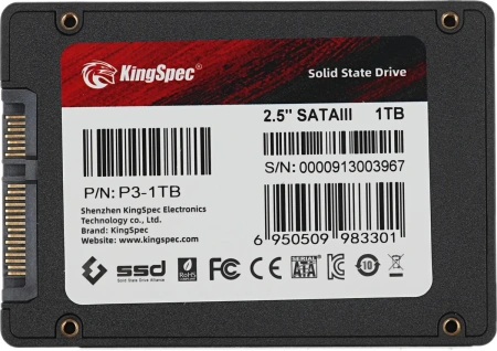 Внутренний SSD-накопитель KingSpec P3-1TB 1TB