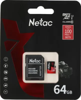 Карта памяти Netac 64GB P500 Extreme Pro microSDXC NT02P500PRO-064G-R (с адаптером)
