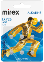 Батарейки Mirex LR726 AG2 Alkaline 23702-LR726-E6 (6 шт)