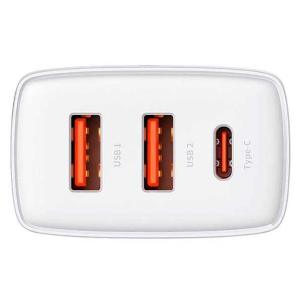 Сетевое зарядное устройство Baseus Compact Quick Charger 2U+C, 30W, белое