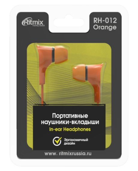 Наушники Ritmix RH-012 (оранжевый)