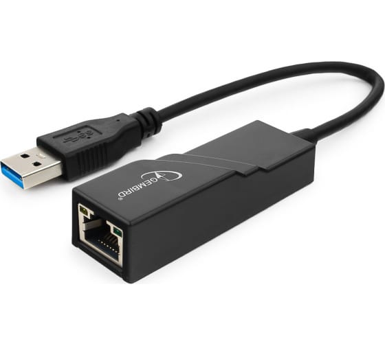 Сетевой адаптер Gembird USB3.0(M) / RJ45 (F) Ethernet черный, блистер NIC-U3