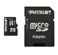 Карта памяти Patriot microSDHC 16 Гб + адаптер PSF16GMCSDHC10