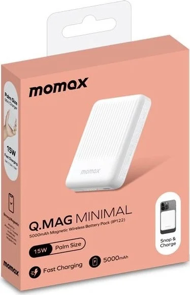 Портативное зарядное устройство Momax Q.MAG Minimal IP122 5000mAh (Type-C, 15W, белый)