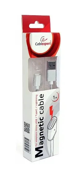 Кабель USB Type-A Cablexpert CC-USB2-AMMg-1M (USB 2.0, 1м, белый, магнитный коннектор)