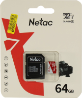 Карта памяти Netac microSDXC NT02P500ECO-064G-R (с адаптером)