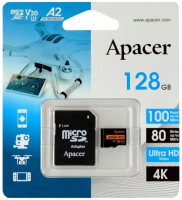 Карта памяти Apacer 128GB microSDXC AP128GMCSX10U8-R (с адаптером)