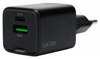Сетевое зарядное Cablexpert MP3A-PC-64 GaN (Type-A/Type-C, 30Вт, черный)