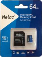 Карта памяти Netac 64GB P500 Standard microSDXC NT02P500STN-064G-R (с адаптером)