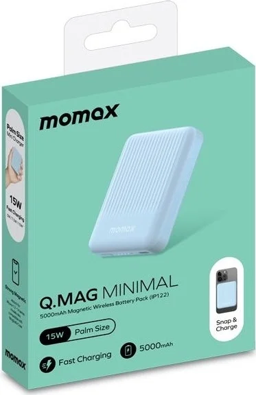 Портативное зарядное устройство Momax Q.MAG Minimal IP122 5000mAh (Type-C, 15W, голубой)