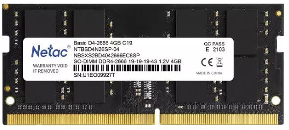 Модуль памяти Netac Basic 4GB DDR4 SODIMM PC4-21300 NTBSD4N26SP-04