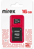 Карта памяти Mirex 16GB microSDHC 13613-ADSUHS16 (с адаптером)
