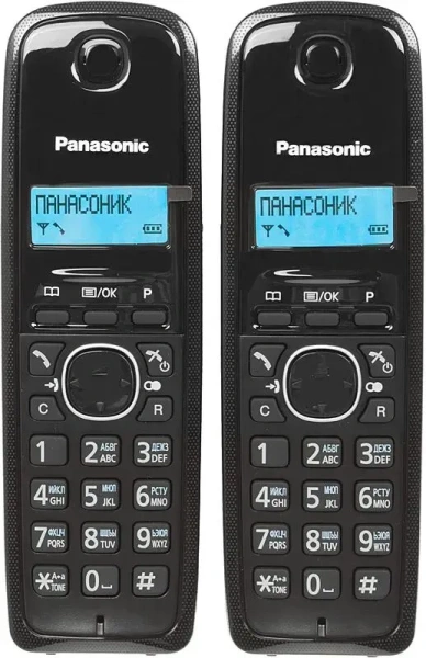Радиотелефон Panasonic KX-TG1612RUH (база + 2 трубки, цвет серый)