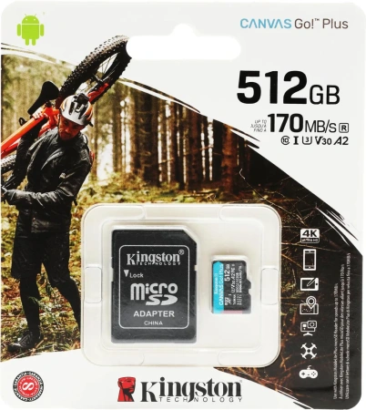 Карта памяти Kingston 512GB Canvas Go! Plus microSDXC SDCG3/512GB (с адаптером)