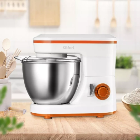 Планетарный миксер Kitfort KT-3045-3 (бело-оранжевый)