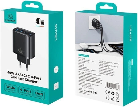 Сетевое зарядное Usams CC330 T70 40W (черный)
