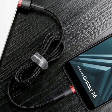Кабель Baseus cafule Cable USB For Type-C, 3A, 1м, красный + черный