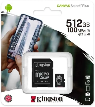 Карта памяти Kingston 512GB Canvas Select Plus microSDXC SDCS2/512GB (с адаптером)