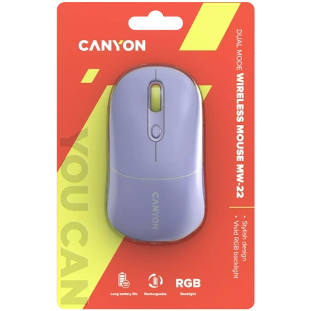 Мышь Canyon MW-22 (оптическая, 1600 dpi, 4 кнопки, сиреневая)