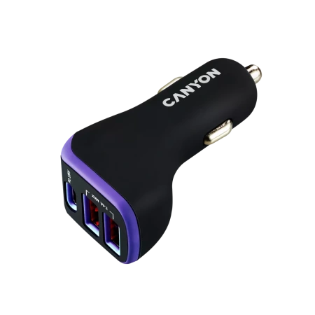 Автомобильное зарядное Canyon C-08 (черный/фиолетовый)