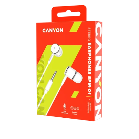 Наушники с микрофоном Canyon EPM-01 (белый)