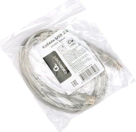 Кабель Cablexpert Type-A/Type-B (USB2.0, 1.8м, серый)