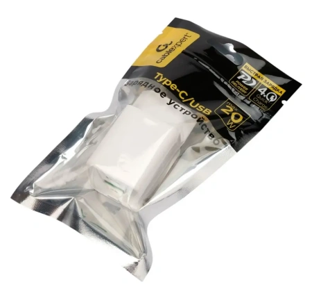 Сетевое зарядное Cablexpert MP3A-PC-61 GaN (USB Type-A/Type-C, 20Вт, белый)
