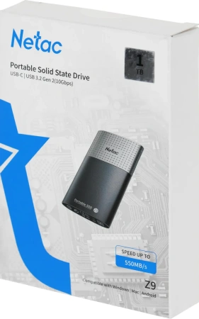 Внешний SSD-накопитель Netac Z9 1TB NT01Z9-001T-32BK (USB 3.2 Type-A/Type-C)