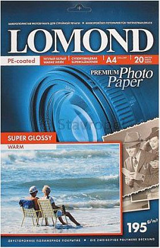 Фотобумага LOMOND Super Glossy Warm A4 195 г/кв.м 20 листов (1101111)
