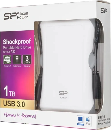 Внешний жесткий диск Silicon-Power Armor A30 1TB SP010TBPHDA30S3W (белый)