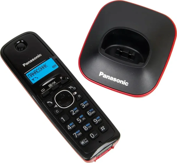 Радиотелефон Panasonic KX-TG1611RUR (Черный/Красный)