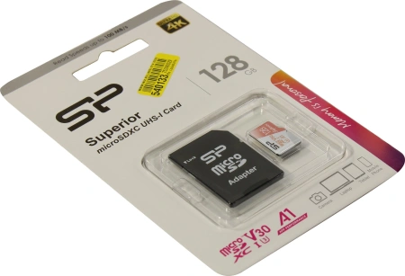 Карта памяти Silicon-Power Superior A1 128 GB microSDXC SP128GBSTXDV3V20SP (с адаптером)