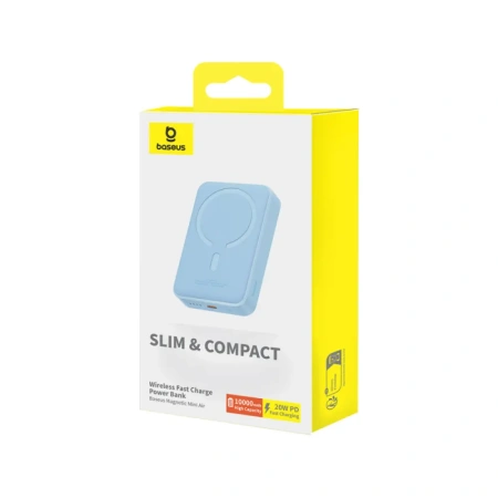 Внешний аккумулятор Baseus Magnetic Mini Air 10000mAh PPCXM10A (20W, голубой)