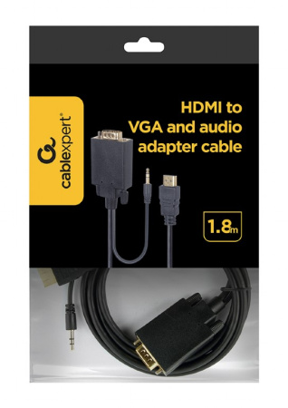 Кабель HDMI - VGA - Jack 3.5 Cablexpert A-HDMI-VGA-03-6 (1.8м, черный)