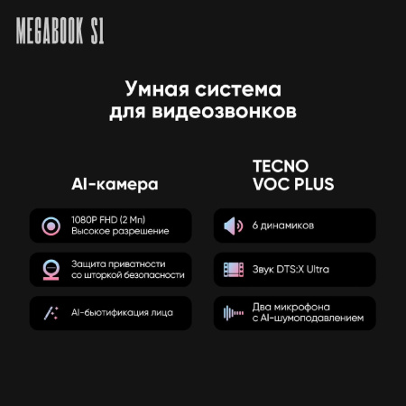 Ноутбук TECNO Megabook S1 (S15AM) 16GB/512GB (i5-1240P) Grey (Windows 11H)