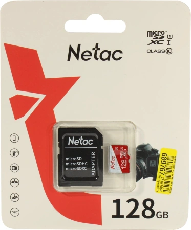 Карта памяти Netac 128GB P500 ECO microSDXC NT02P500ECO-128G-R (с адаптером)