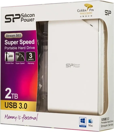Внешний жесткий диск Silicon-Power Stream S03 2TB SP020TBPHDS03S3W (белый)