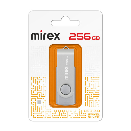 Флешка 256GB USB 2.0 FlashDrive Mirex SWIVEL SILVER