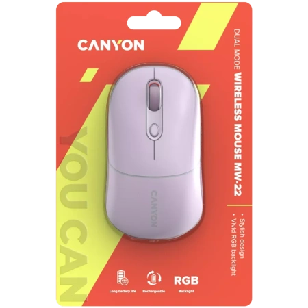 Мышь Canyon MW-22 (оптическая, 1600 dpi, 4 кнопки, розовая)