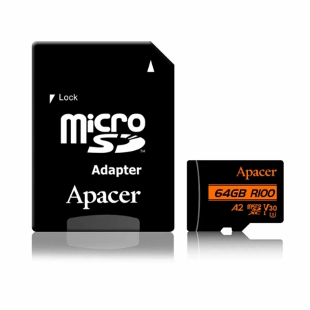 Карта памяти Apacer 64GB microSDXC AP64GMCSX10U8-R (с адаптером)