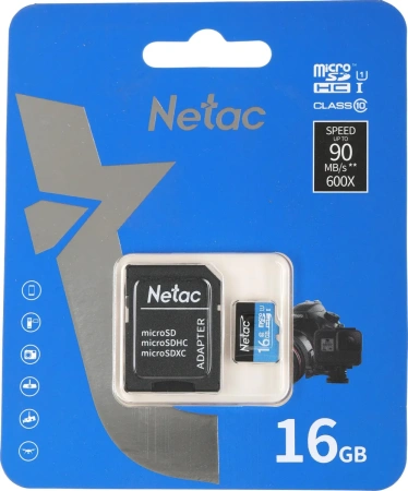 Карта памяти Netac 16GB P500 Standard NT02P500STN-016G-R (с адаптером)
