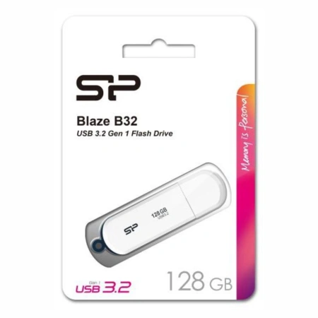 Флешка Flash Silicon-Power Blaze B32 128GB USB 3.2 SP128GBUF3B32V1W (белый)