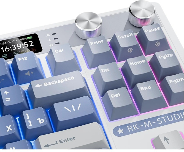 Беспроводная клавиатура Royal Kludge RK-M87 RGB (белый/синий, RK Cream)