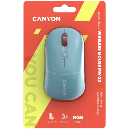 Мышь Canyon MW-22 (оптическая, 1600 dpi, 4 кнопки, бирюзовая)